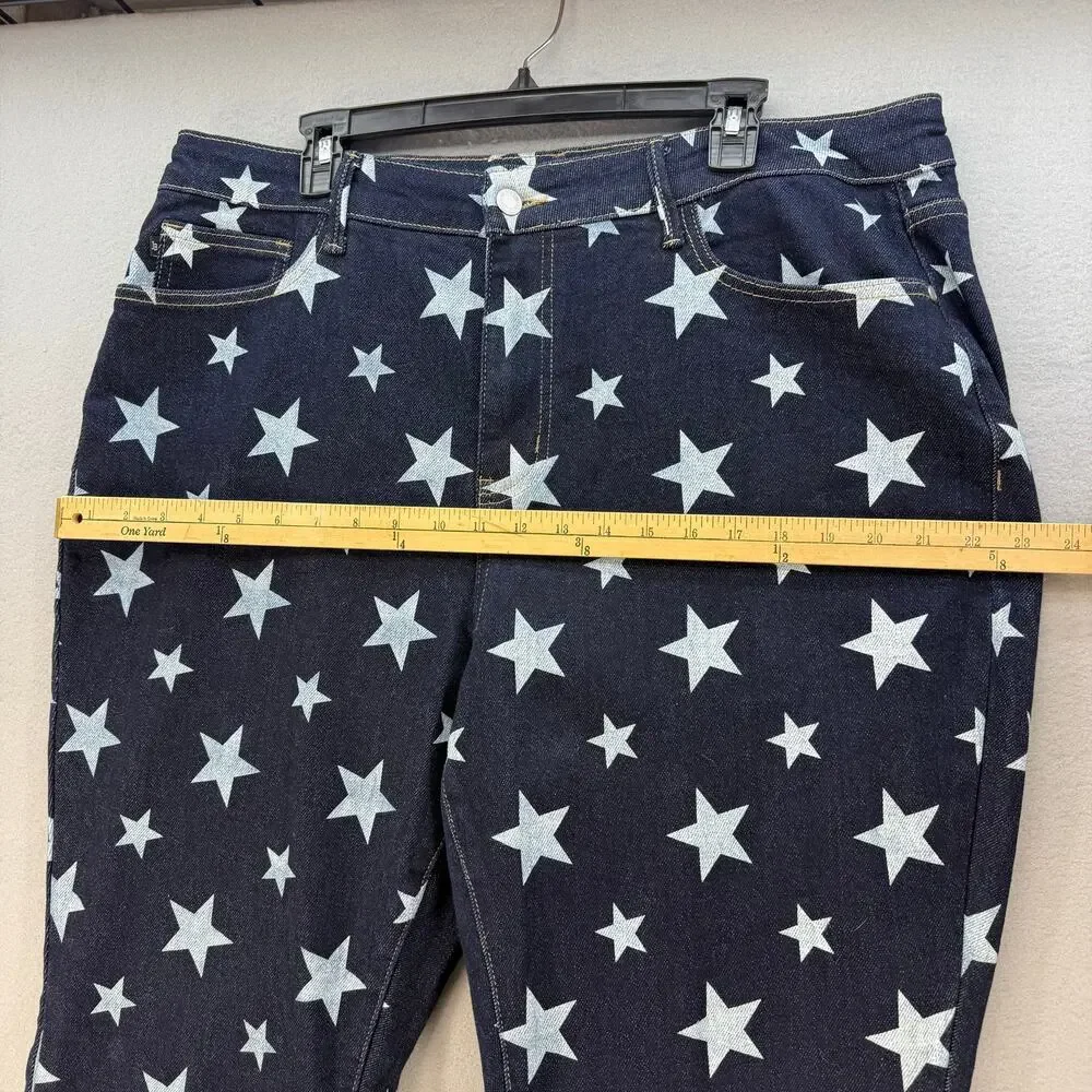Judy Blue Jeans Women's 20W Dark Blue Star Print Flare Leg Tall Jeans Patriotic - Picture 12 of 15